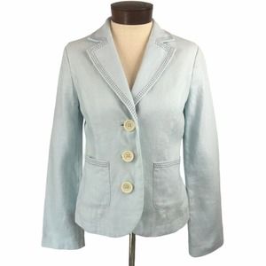 Boden Robin's Egg Blue Linen Blazer Jacket 4